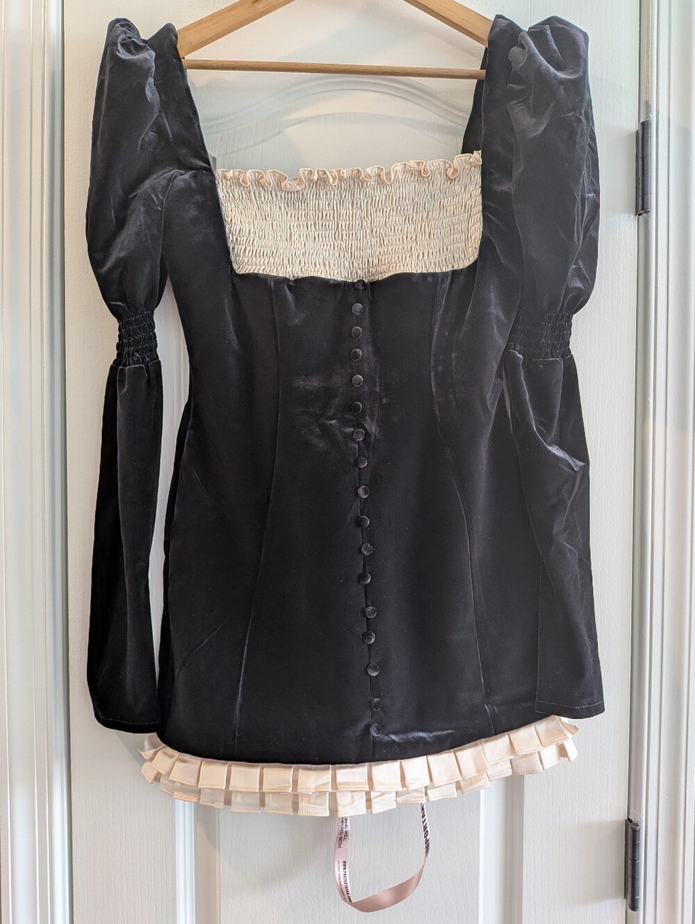 House of CB Azaria Black & Vintage Cream Velvet Mini Dress Size S Fuller Cup NWT - Picture 3 of 15